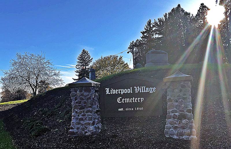 liverpool village cemetery sign